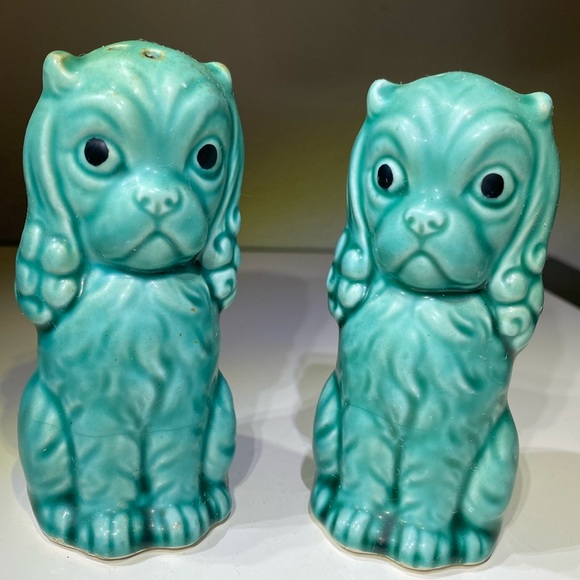 Other - RARE Vintage Asian Bluegreen Dogs from Japan, Salt and Pepper Shaker Set